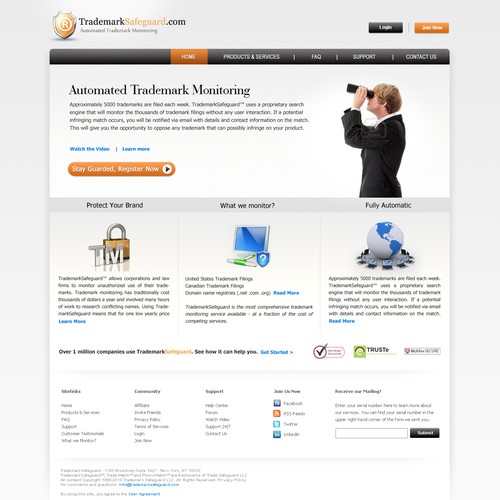 website design for Trademark Safeguard Diseño de WebbysignerPH