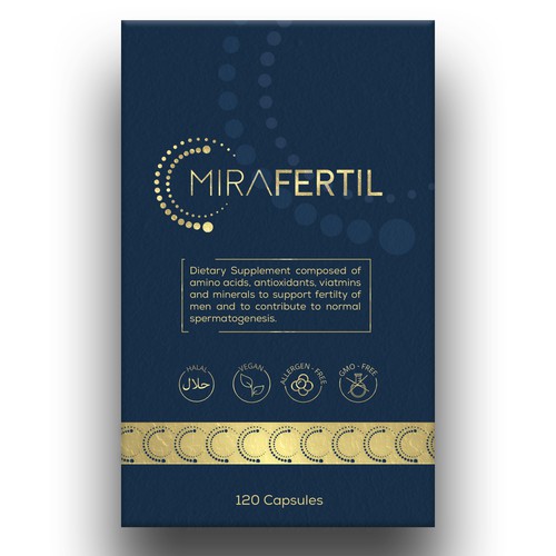 a box for male reproductive supplement improves sperm quality that look professional yet luxurious Design by SusanWeiss