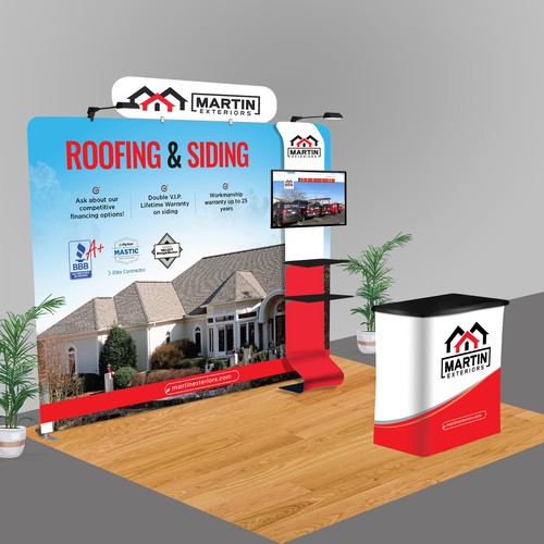 Powerful and eye-catching trade show booth Design by dezignedge*