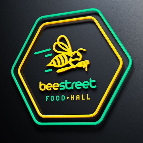 BeeStreet - a ghost kitchen Food Hall logo! Design by Advokat™