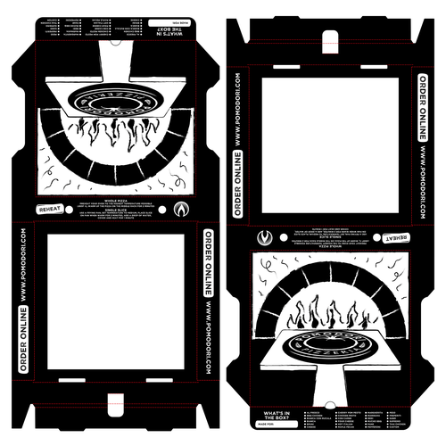 Fun, functional pizza box for Neapolitan pizzeria. Design by studio akka