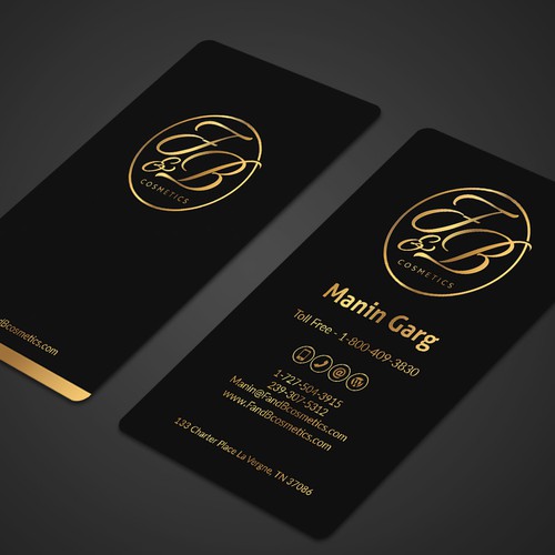 コンペ「Black & Metallic Gold Business Cards」のデザイン by Seerat Razzakiさん 