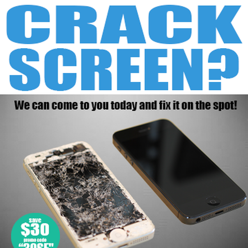 Create a flyer for Eden. Empowering people with cracked screen repair! Design by BeCr8tive
