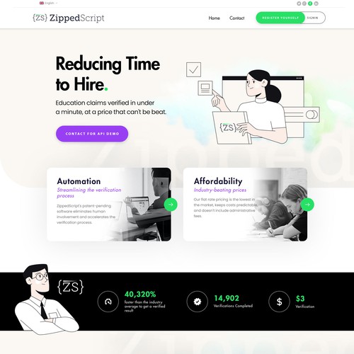 Design a Modern 1 page website for a software Startup! Design by Technology Wisdom