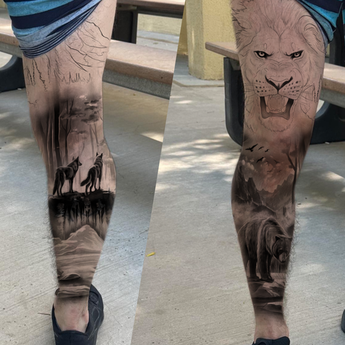 Leg Sleeve Tattoo Design Nature Realism Design by Tattoodream