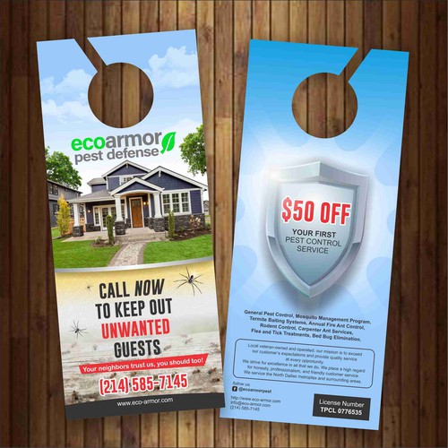 Custom Door Hanger Flyer For Pest Control Company 