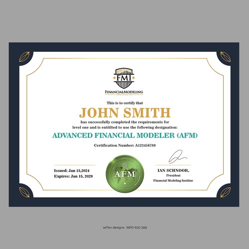 Looking for Custom Professional Certificate Design Design by se7en designs