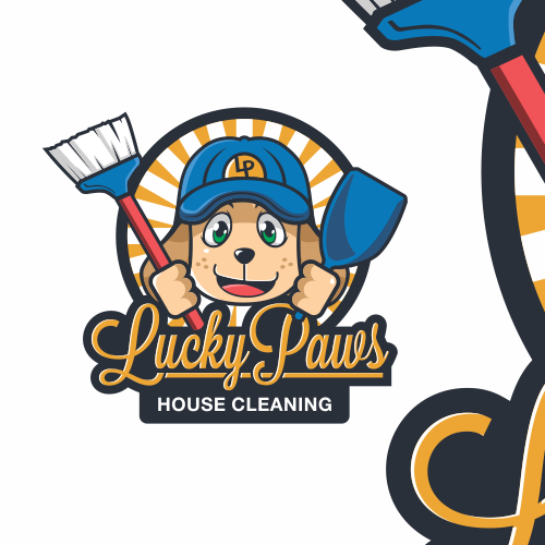 Cleaning services logo with the title 'Lucky Paws'