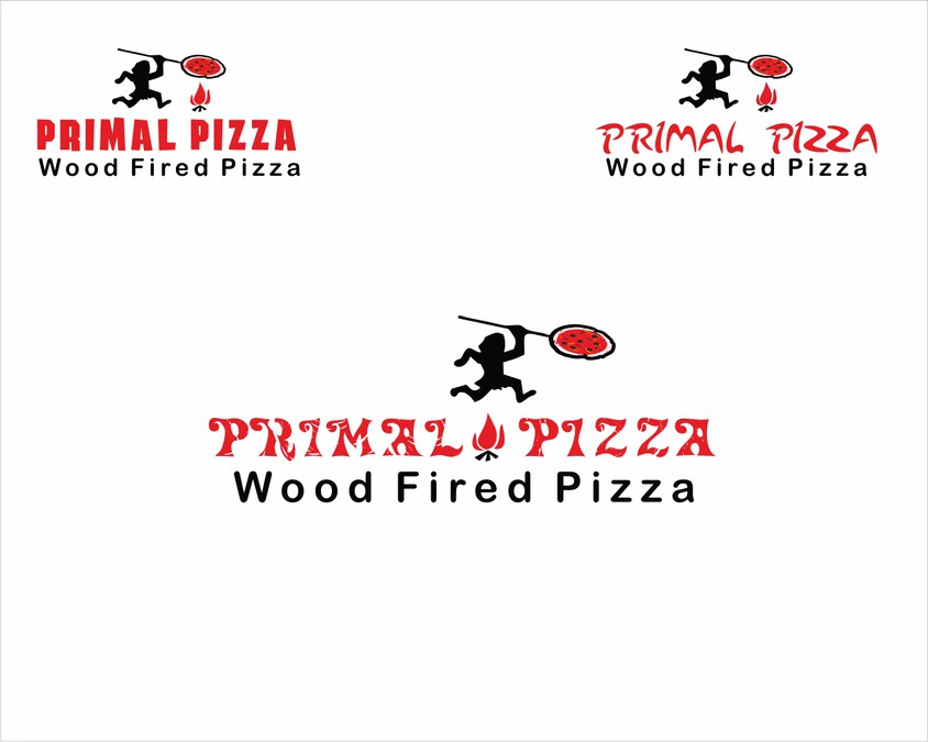 Create a Caveman or Cavewoman cooking a pizza over a wood fire! | Logo ...
