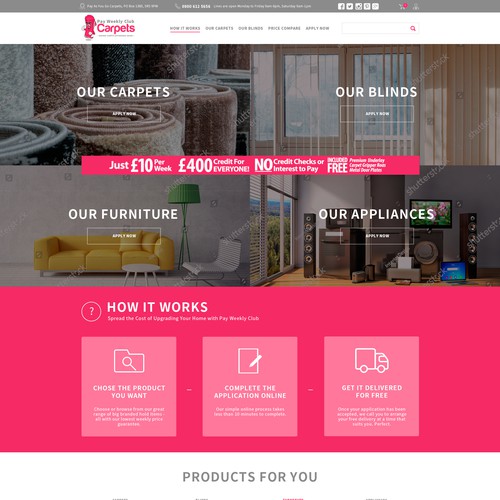 National pay weekly furniture blinds and carpet company need a bold