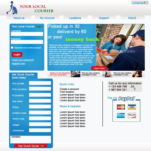 Help Your Local Courier with a new Web Page Design Design by oshlipp