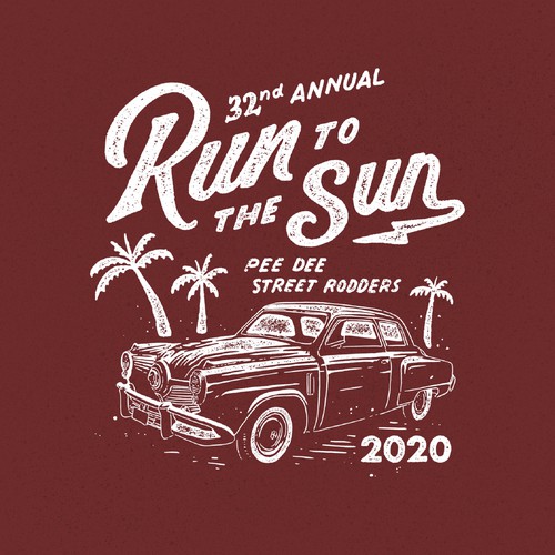 T shirt design 2020 run to the sun classic car show event