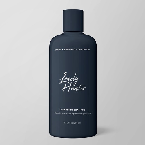 Minimalist shampoo bottle design for approachable male hair brand Diseño de Katyaa