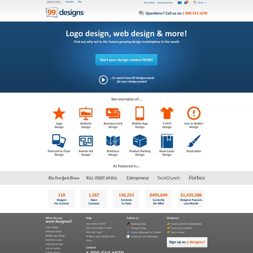 99designs Homepage Redesign Contest Design by perrrfect