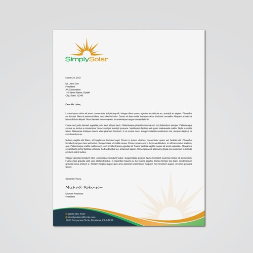 "Renewable Energy Company Letterhead" Design réalisé par Tcmenk