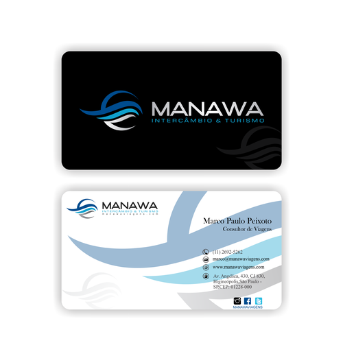 Please create a great Business Card design for travel agency Manawa! Design by Parth Soni