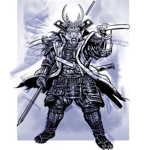 Manga style samurai lion illustration Design by DiditRed