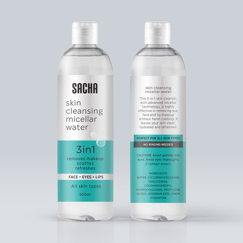 Sacha Micellar Water bottle 500ml Design by Turklight®