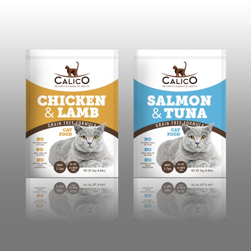 Calico need a design for dry cat food bag 2kg Product