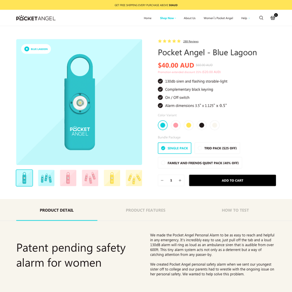 product detail page website