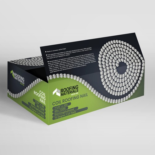 Completely new product package design for nails in the roofing industry. Design by Noyart