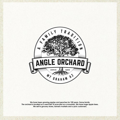 100 year old orchard logo. Design by Apoteósico