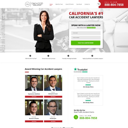 Car Accident Lawyer Landing Page, Mini Site Design by Mansoor A.