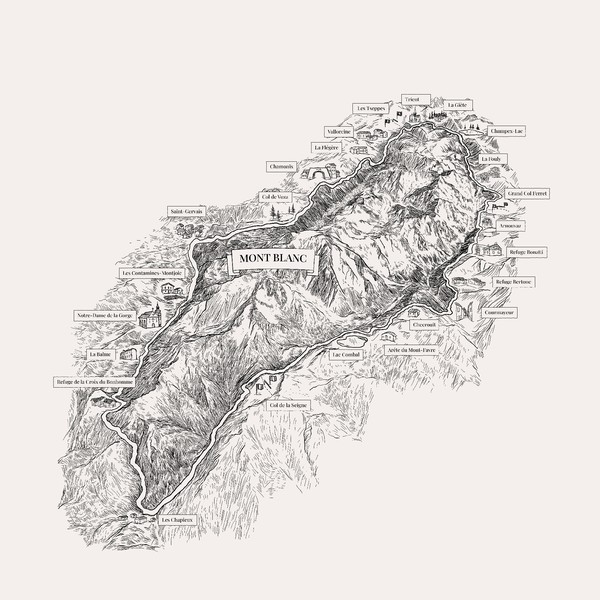 Map Illustration for Mont Blanc Ultra Marathon