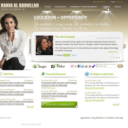 Queen Rania's official website – Queen of Jordan Ontwerp door Emiliya Yaneva