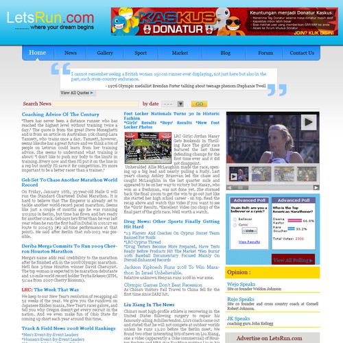 LetsRun.com Homepage Re-Design/Cleanup Diseño de shambava
