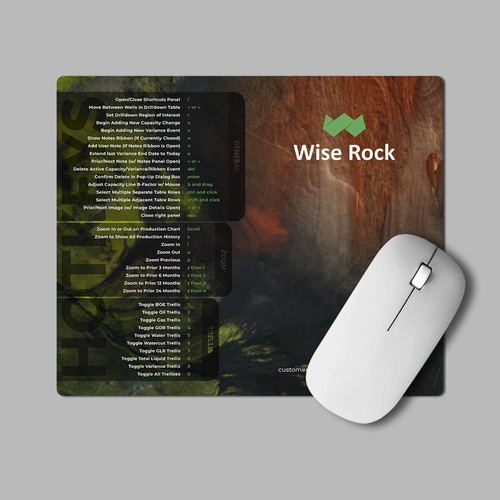 Mouse Pad Image to Showcase Company Logo & Software Hotkeys (7.75×9.25″ Mouse Pad) Design by dkuadrat™