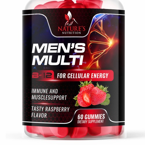 Designs | Men's Multivitamin Gummies label design needed for Nature's ...