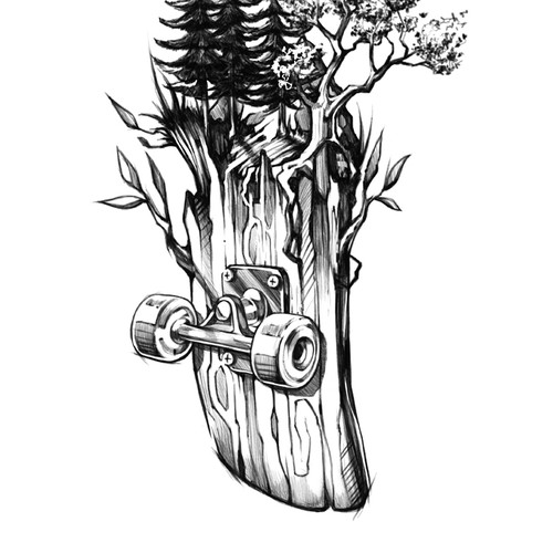 Skateboard Tattoo Design by Odius