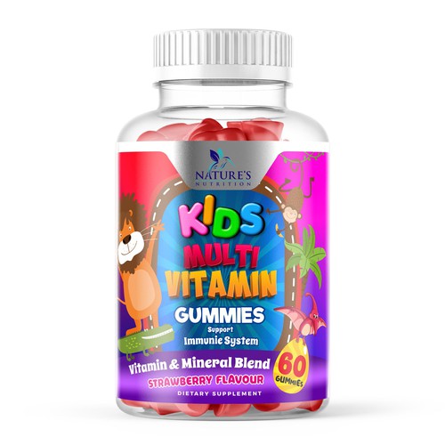 Tasty Kids Multivitamin Gummies Product Label for Nature's Nutrition Design by Designer_John