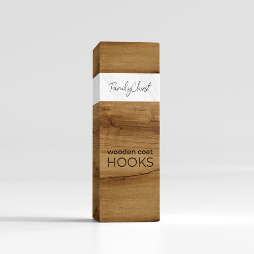 vintage style product packaging for wooden coat hooks for female target group Design by Avadisy