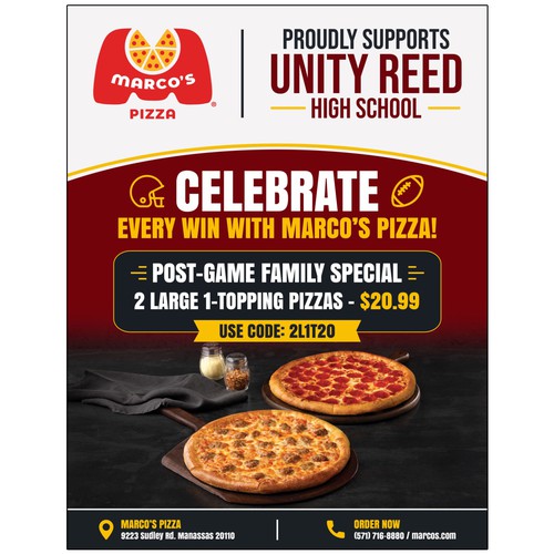 "8.5 x 11 Back Cover Ad for Football Program" winning Product label