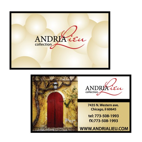 Create the next business card design for Andria Lieu Diseño de Ambeana Graphics