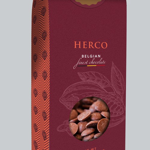 Bag and sticker design for finest Belgian chocolate chips (for baking/snacking) Design by Lau Verano