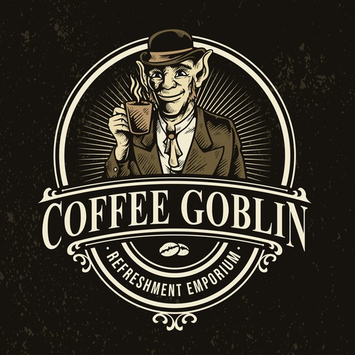 Coffee Goblin! Design a vintage coffee logo with steampunk style for coffee bag label/website/merch Design by brightoneart