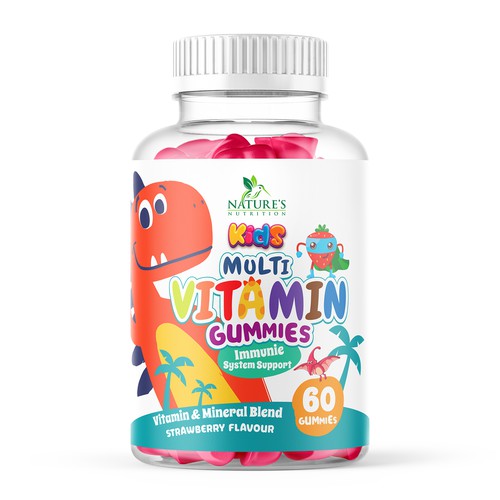 Tasty Kids Multivitamin Gummies Product Label for Nature's Nutrition Design by Designer_John