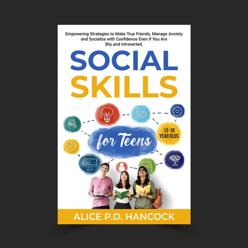 Minimalist Book cover for Teens ages 13-18 suffering from social anxiety and need to learn social skills Design by KMS Arafat