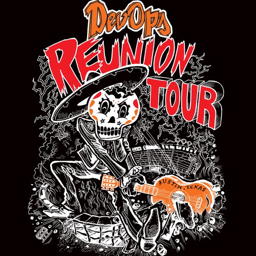 Monsters of devops - create a rock band reunion tour style shirt