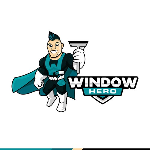 Design a mascot logo for Window Hero, a window washing company Design by Rassum