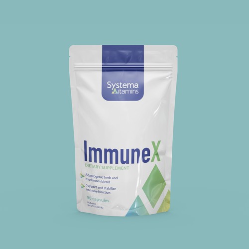 Modern and Fun Pouch Design for Natural Supplement brand Design by akwas