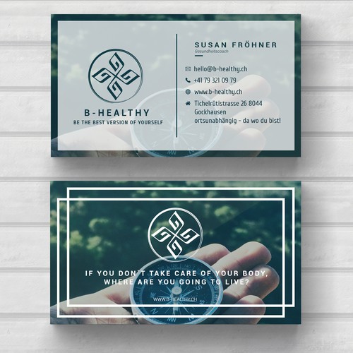 Create a businesscard for a healthy lifestyle that inspire people to go the same way Design by marpon jake