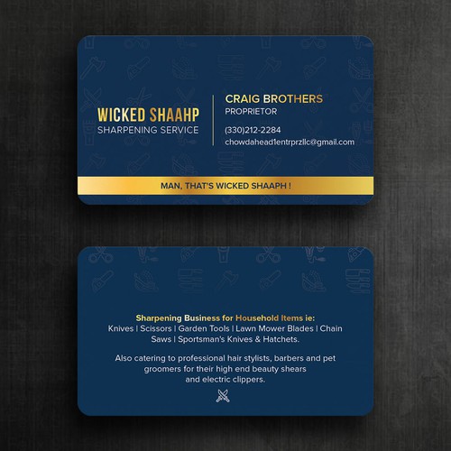 Design Business card design that highlights my sharpening service and my Boston accent inspired slogan por Felix SH