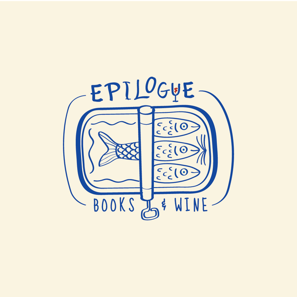 Logo for a bookstore and wine bar