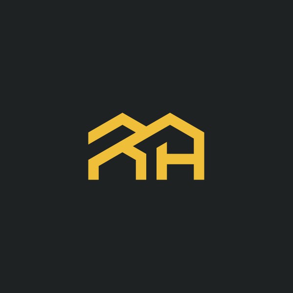 The letters ‘RH’ shaped like a house.