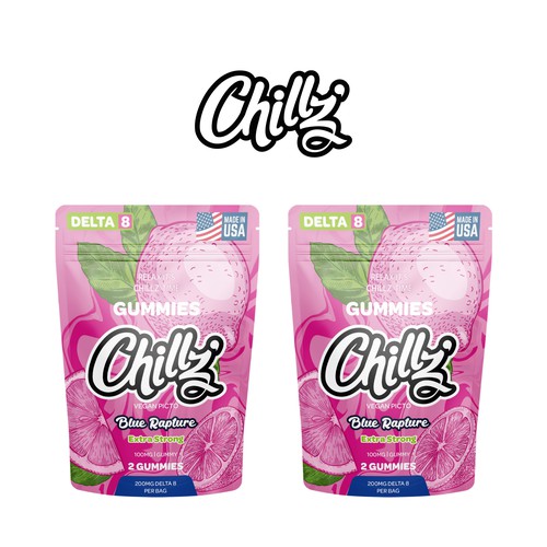 CHILLZ CBD Brand need his new packaging for his DELTA 8 Gummies Design by creationMB