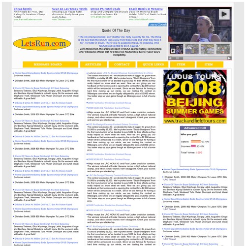 LetsRun.com Homepage Re-Design/Cleanup Diseño de ExtendedDesign